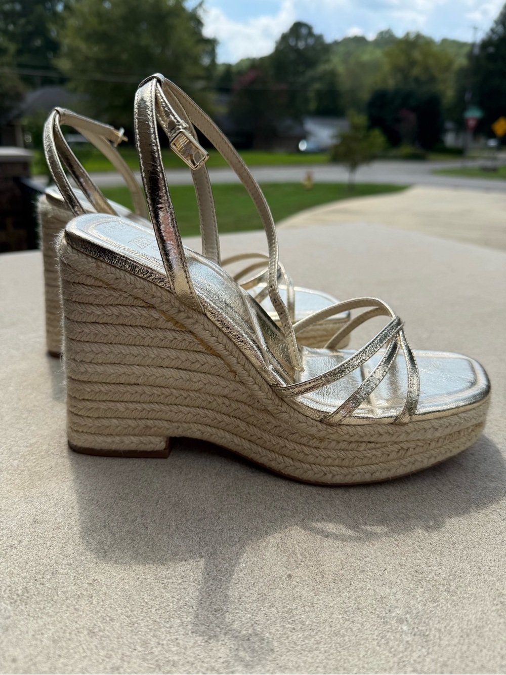 Metallic Gold Zara Wedge Espadrille Sandals - Picture 3 of 3